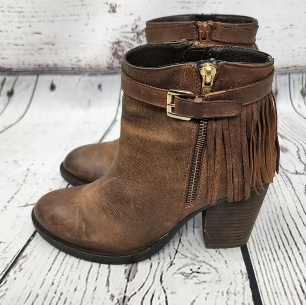 Steve Madden Woodmeer Cognac‎ Fringed Booties